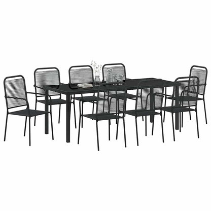 Set da Pranzo per Giardino 9 pcs Nero