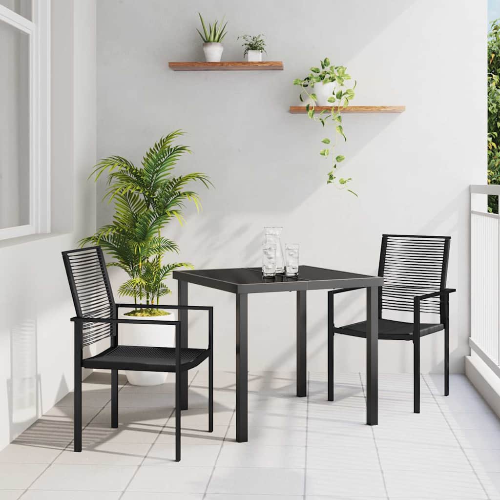 Set da Pranzo per Giardino 3 pcs Nero