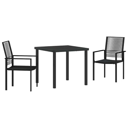 Set da Pranzo per Giardino 3 pcs Nero