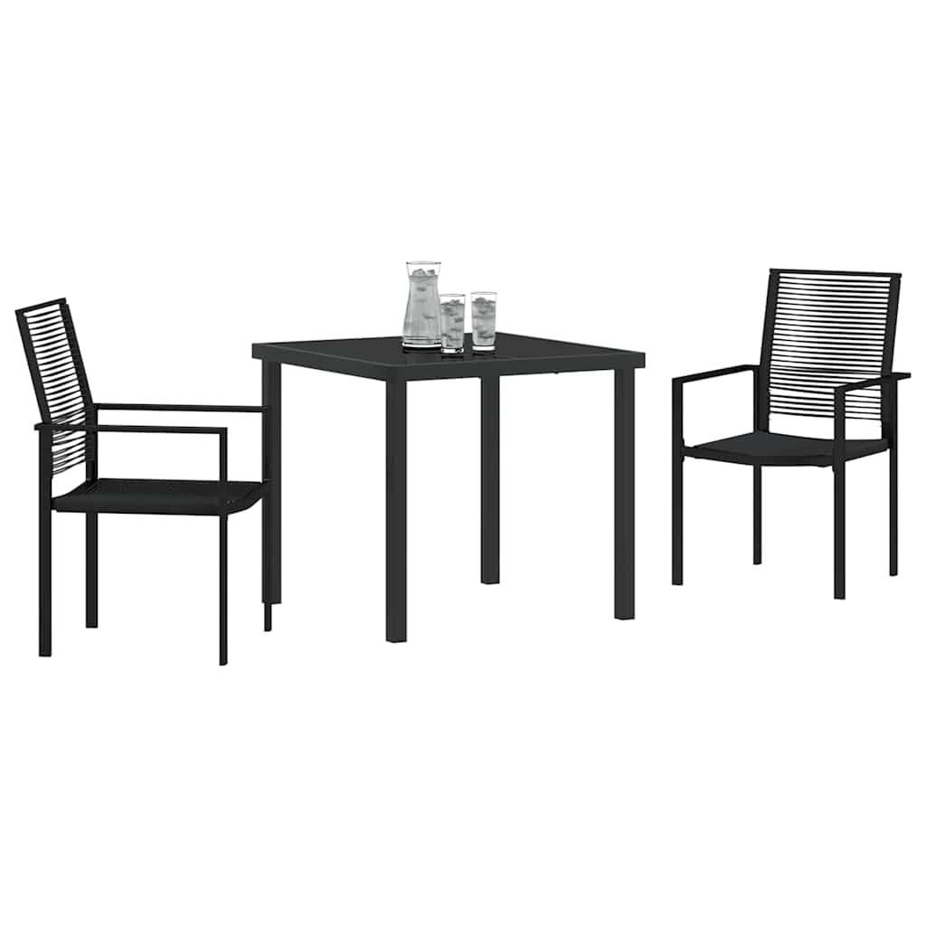 Set da Pranzo per Giardino 3 pcs Nero