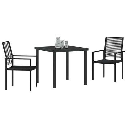 Set da Pranzo per Giardino 3 pcs Nero