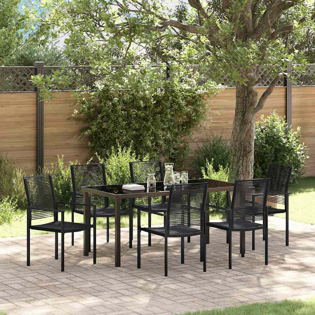 Set da Pranzo per Giardino 7 pcs Nero
