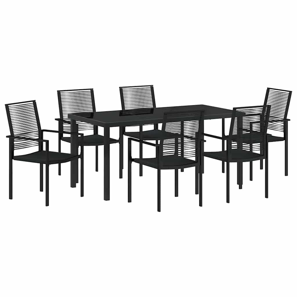 Set da Pranzo per Giardino 7 pcs Nero