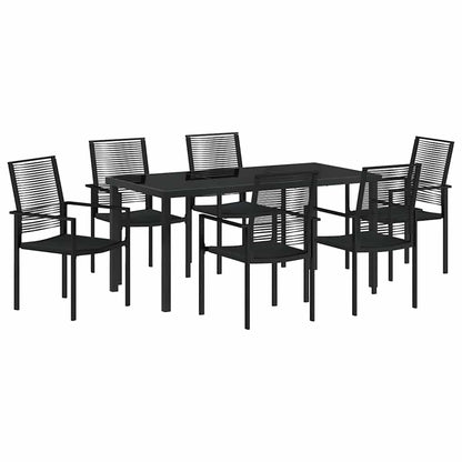 Set da Pranzo per Giardino 7 pcs Nero