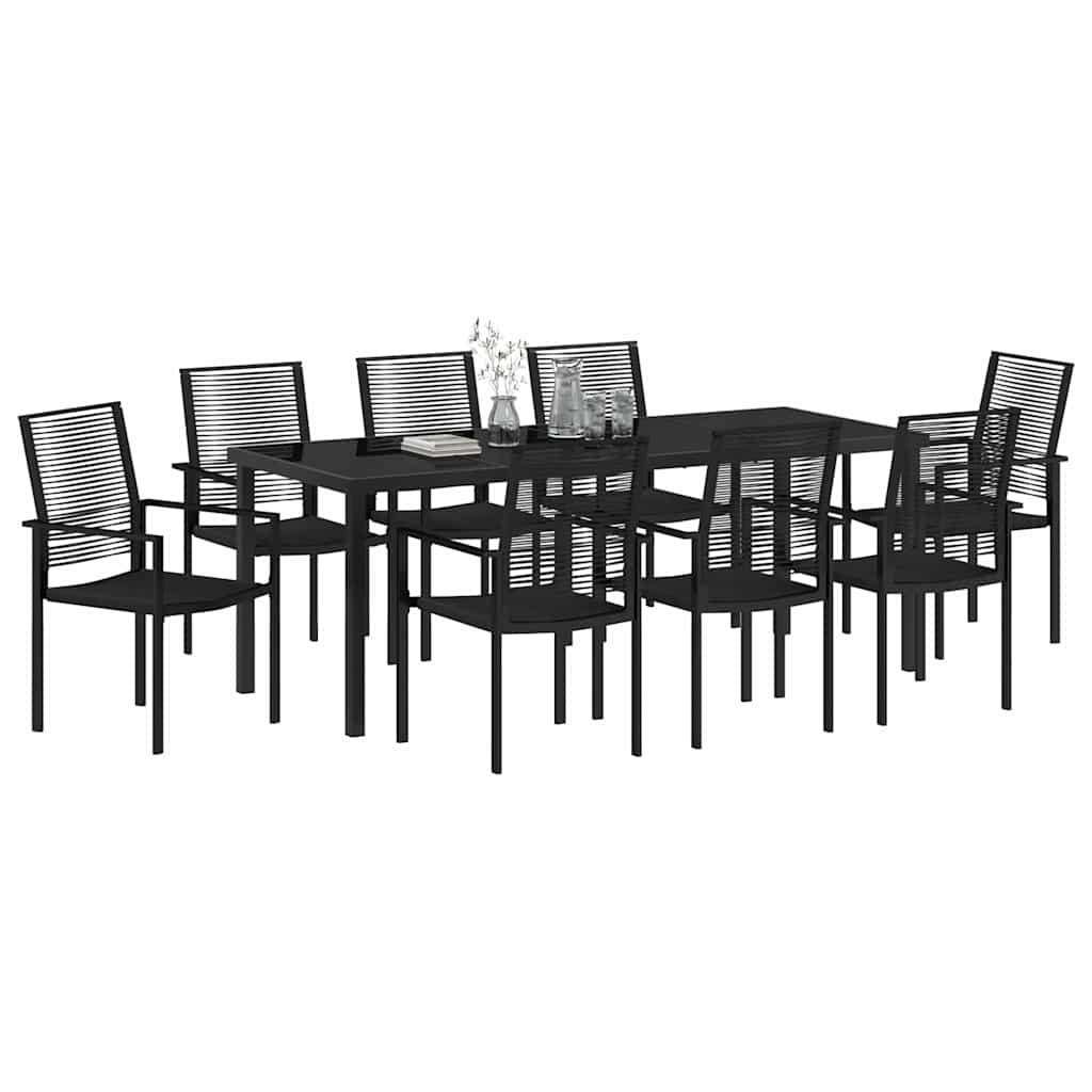 Set da Pranzo per Giardino 9 pcs Nero