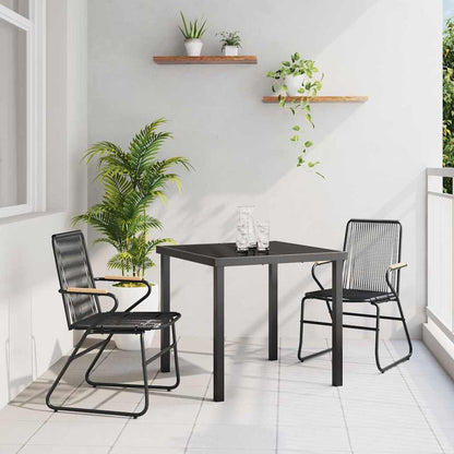 Set da Pranzo per Giardino 3 pcs Nero
