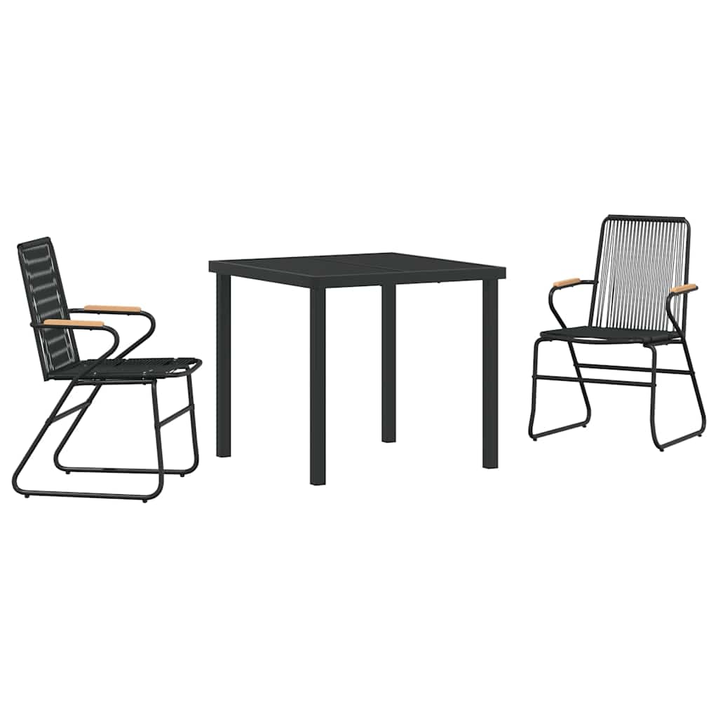 Set da Pranzo per Giardino 3 pcs Nero