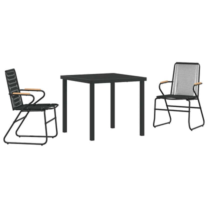 Set da Pranzo per Giardino 3 pcs Nero