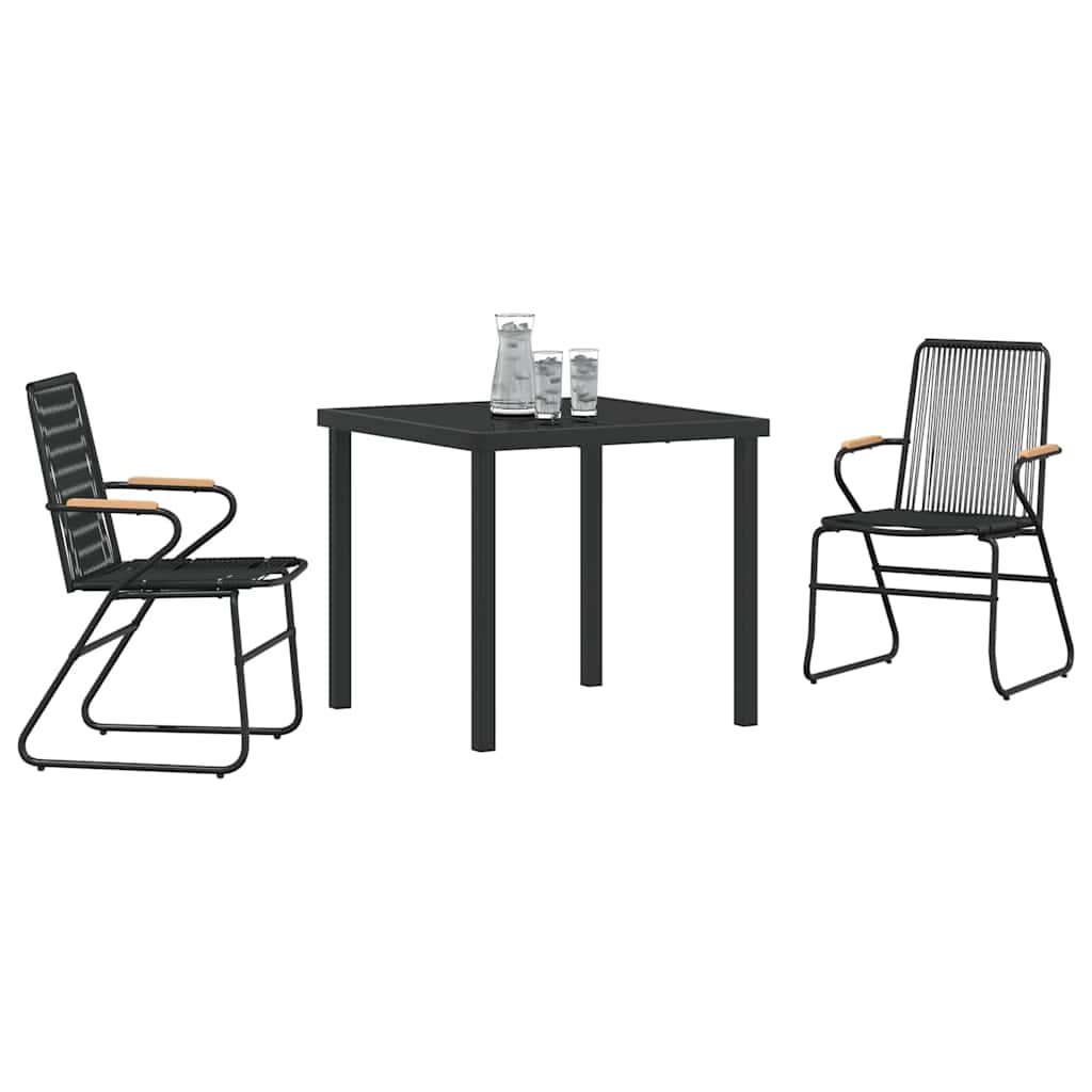 Set da Pranzo per Giardino 3 pcs Nero