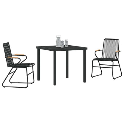 Set da Pranzo per Giardino 3 pcs Nero