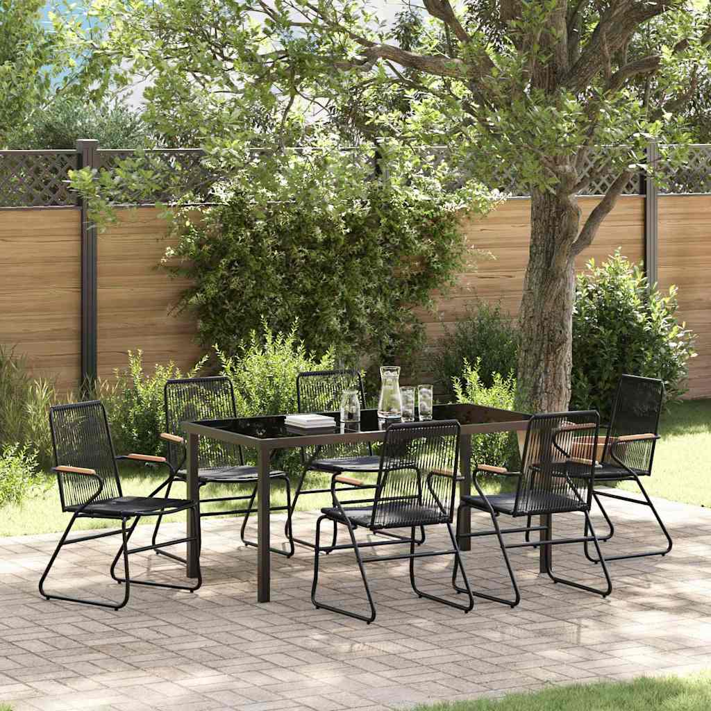 Set da Pranzo per Giardino 7 pcs Nero