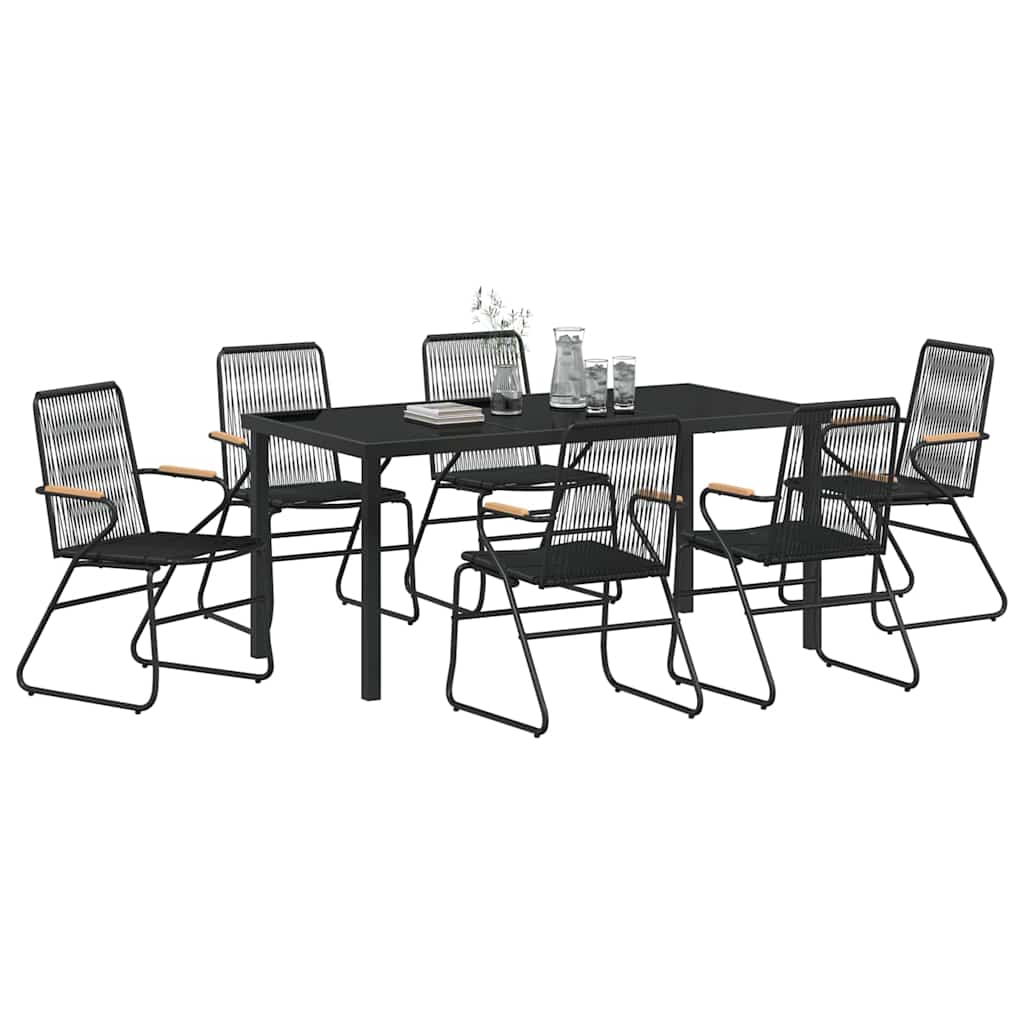 Set da Pranzo per Giardino 7 pcs Nero