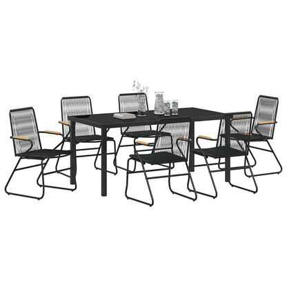 Set da Pranzo per Giardino 7 pcs Nero