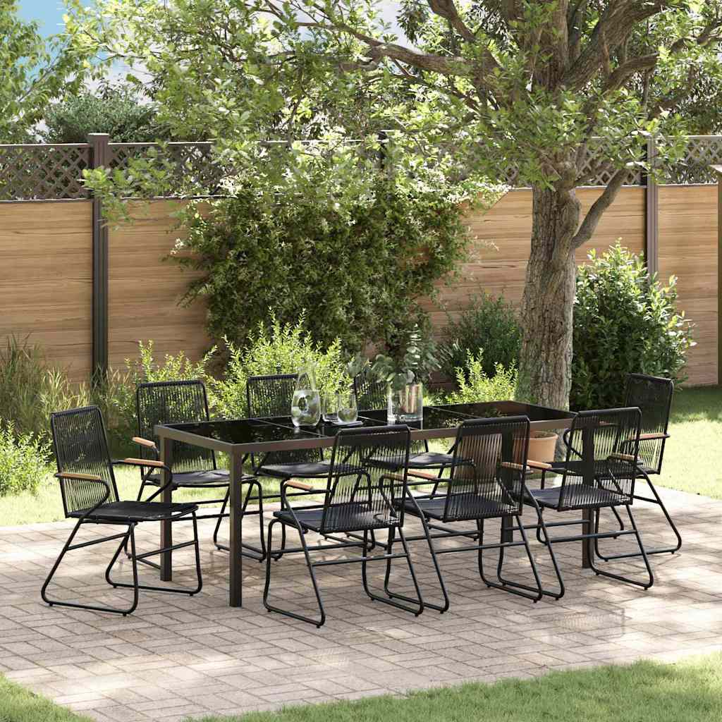 Set da Pranzo per Giardino 9 pcs Nero