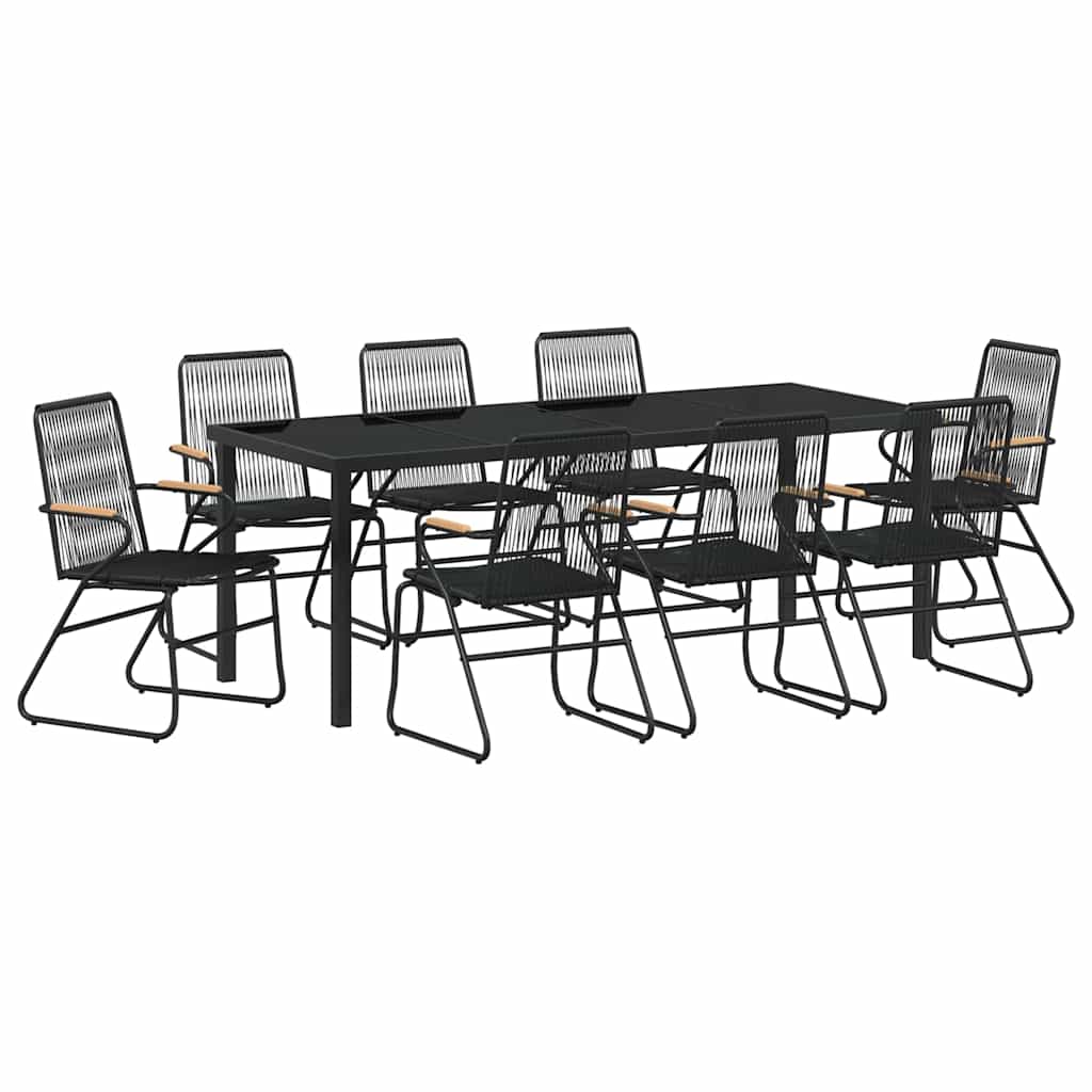 Set da Pranzo per Giardino 9 pcs Nero