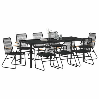 Set da Pranzo per Giardino 9 pcs Nero