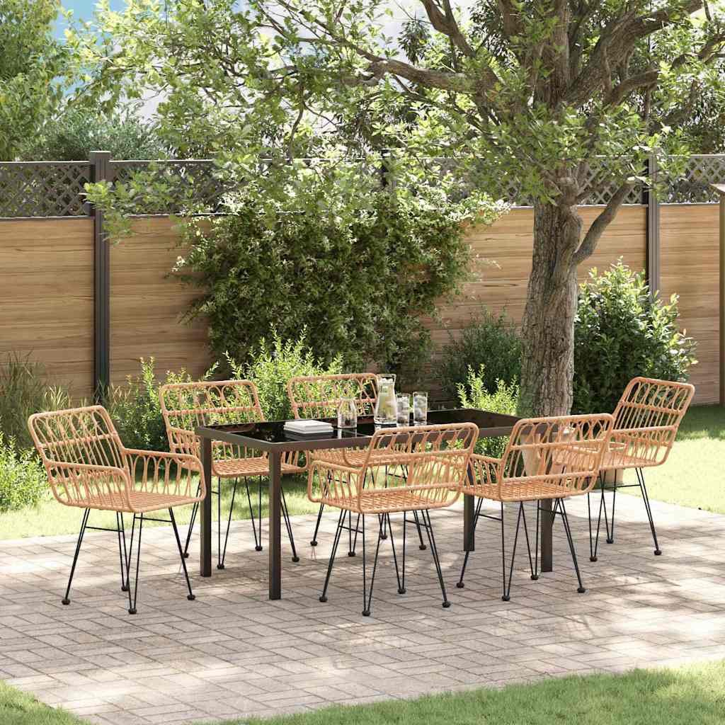 Set da Pranzo per Giardino 7 pcs Marrone