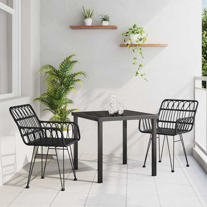Set da Pranzo per Giardino 3 pcs Nero