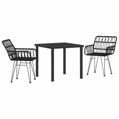 Set da Pranzo per Giardino 3 pcs Nero