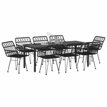 Set da Pranzo per Giardino 9 pcs Nero