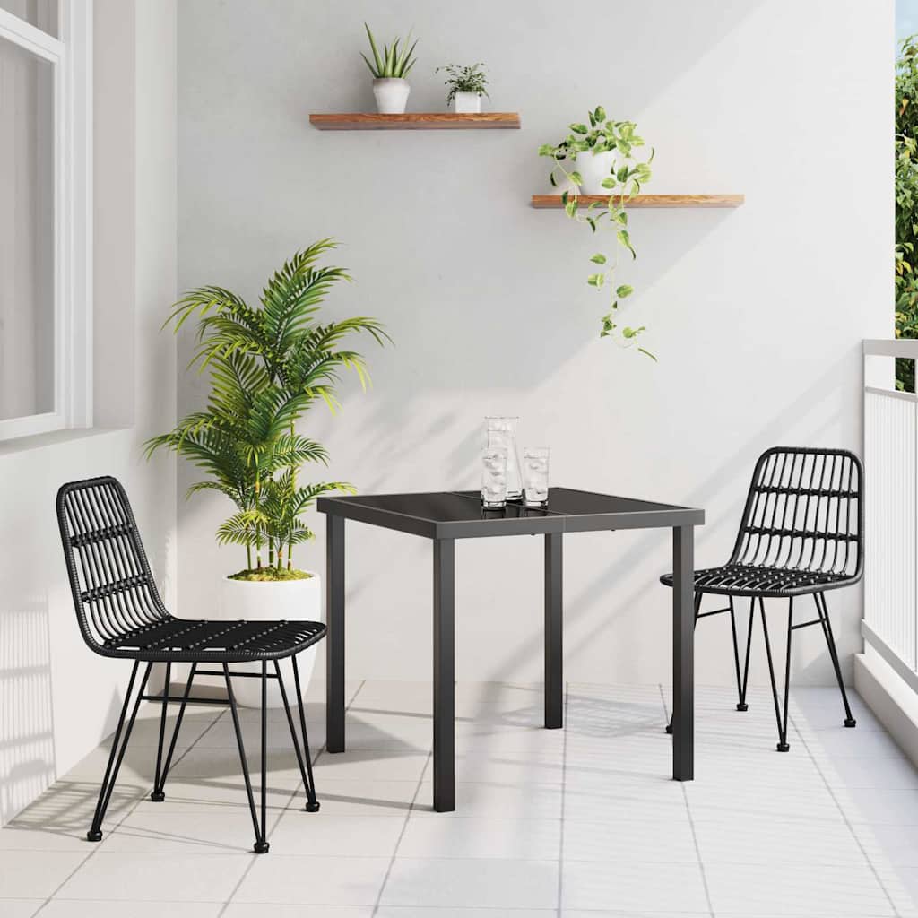 Set da Pranzo per Giardino 3 pcs Nero