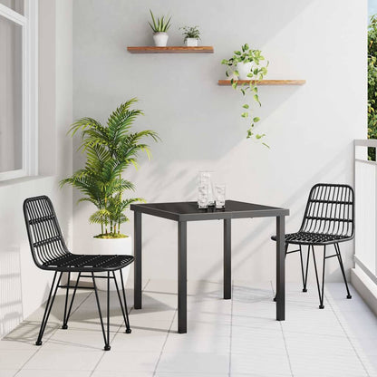 Set da Pranzo per Giardino 3 pcs Nero
