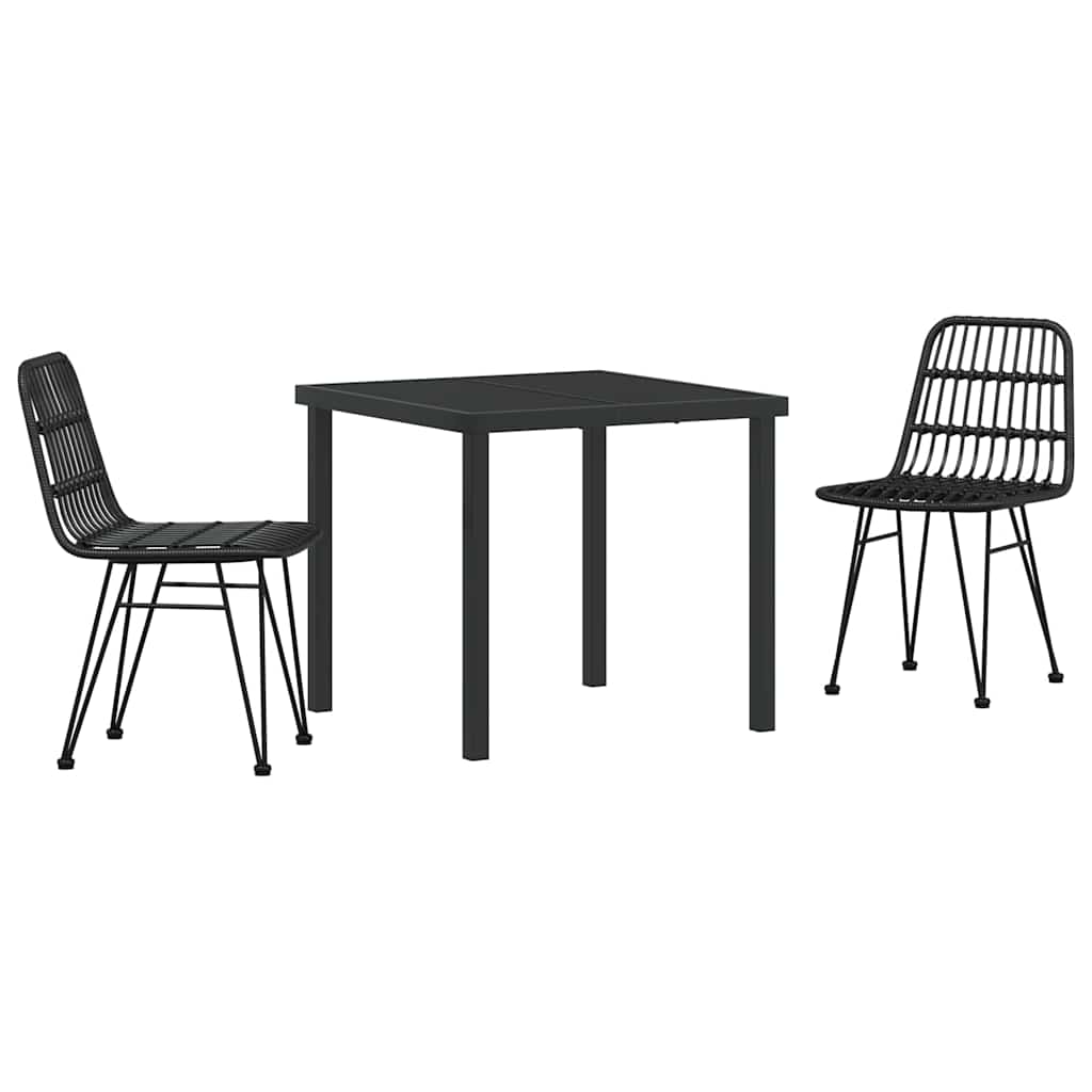 Set da Pranzo per Giardino 3 pcs Nero