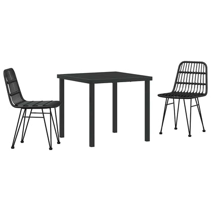 Set da Pranzo per Giardino 3 pcs Nero