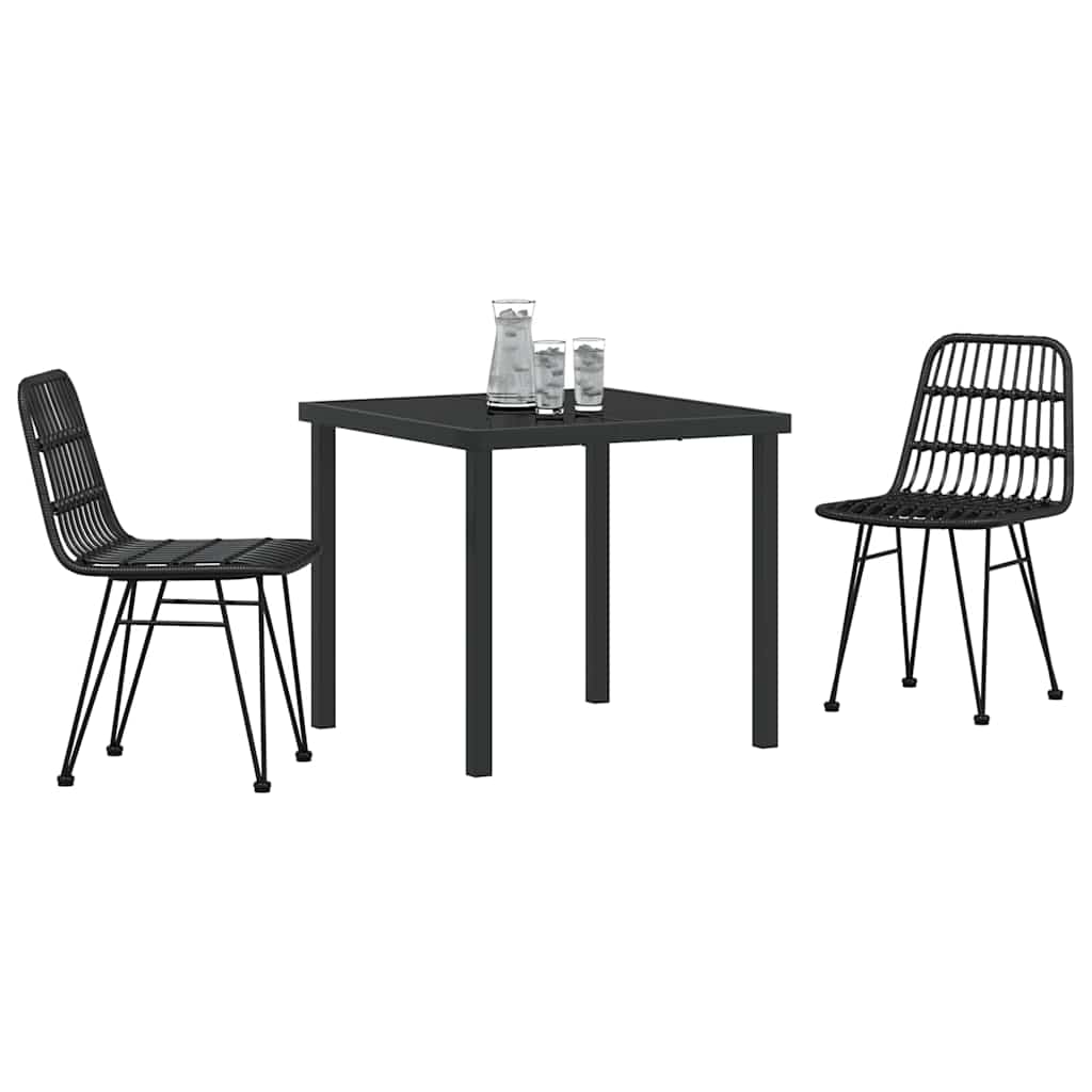 Set da Pranzo per Giardino 3 pcs Nero