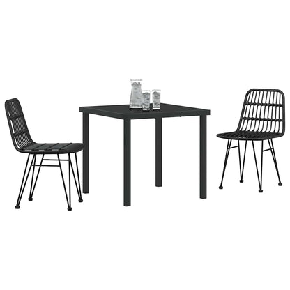 Set da Pranzo per Giardino 3 pcs Nero