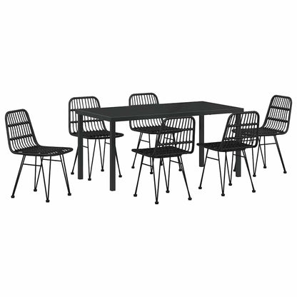 Set da Pranzo per Giardino 7 pcs Nero