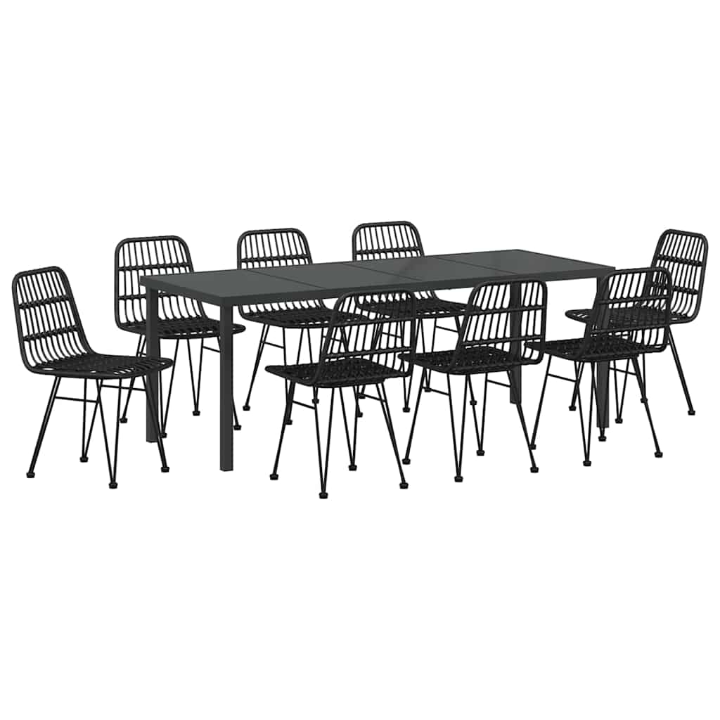 Set da Pranzo per Giardino 9 pcs Nero