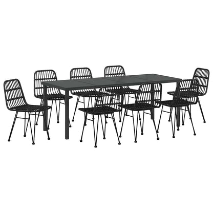 Set da Pranzo per Giardino 9 pcs Nero