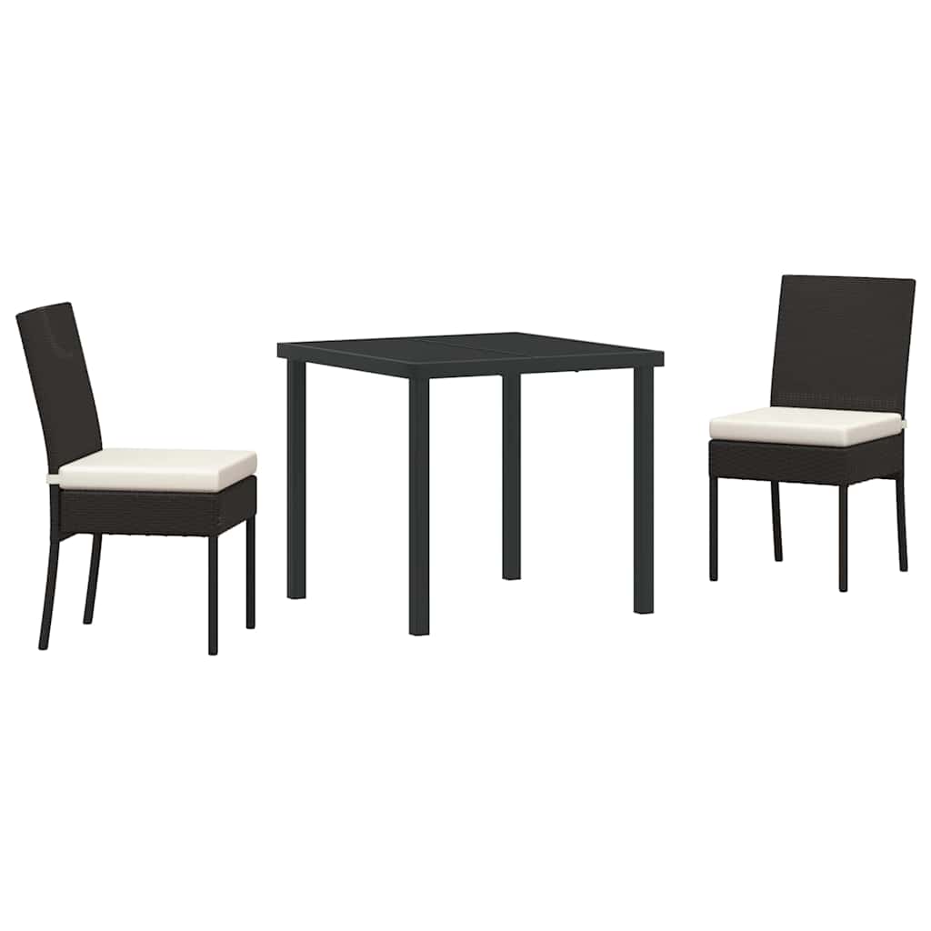 Set da Pranzo per Giardino 3 pcs Nero