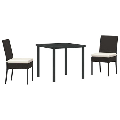 Set da Pranzo per Giardino 3 pcs Nero