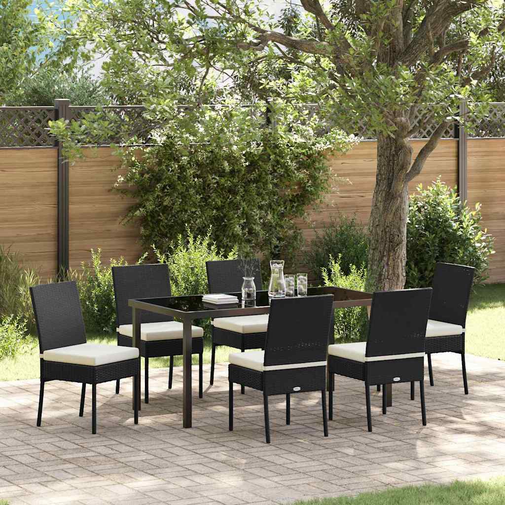 Set da Pranzo per Giardino 7 pcs Nero