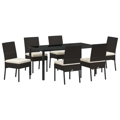 Set da Pranzo per Giardino 7 pcs Nero