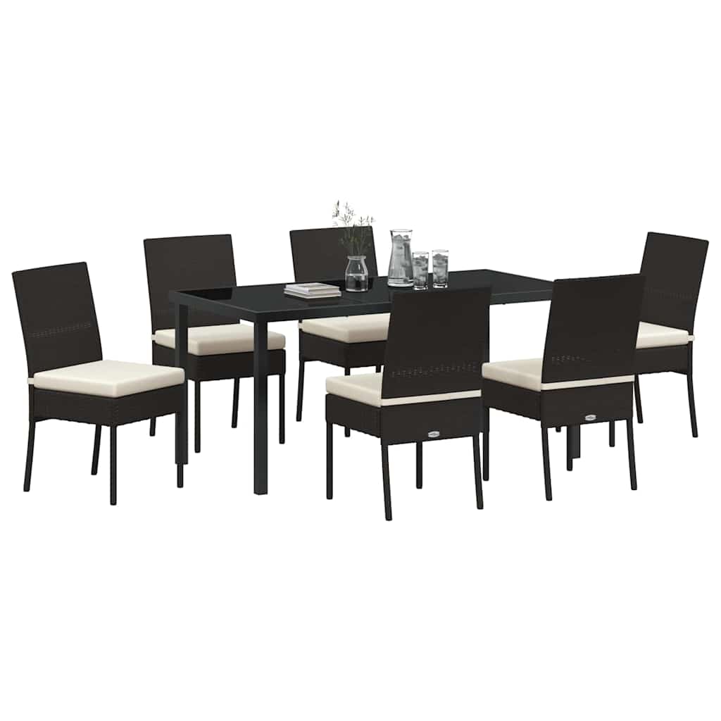 Set da Pranzo per Giardino 7 pcs Nero