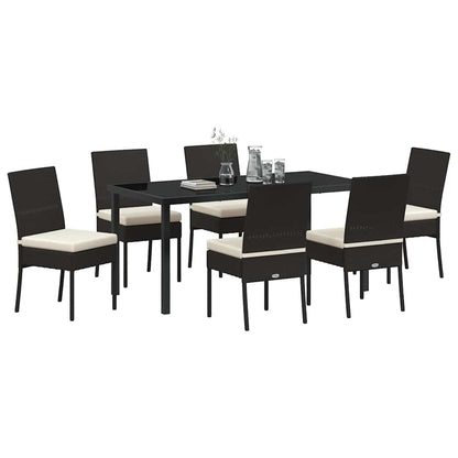 Set da Pranzo per Giardino 7 pcs Nero