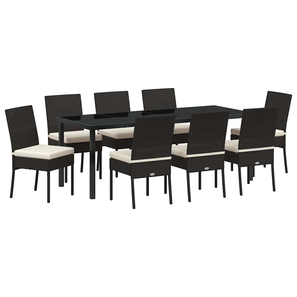 Set da Pranzo per Giardino 9 pcs Nero