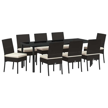 Set da Pranzo per Giardino 9 pcs Nero