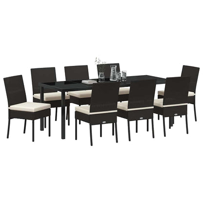 Set da Pranzo per Giardino 9 pcs Nero