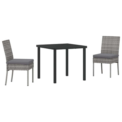 Set da Pranzo per Giardino 3 pcs Grigio