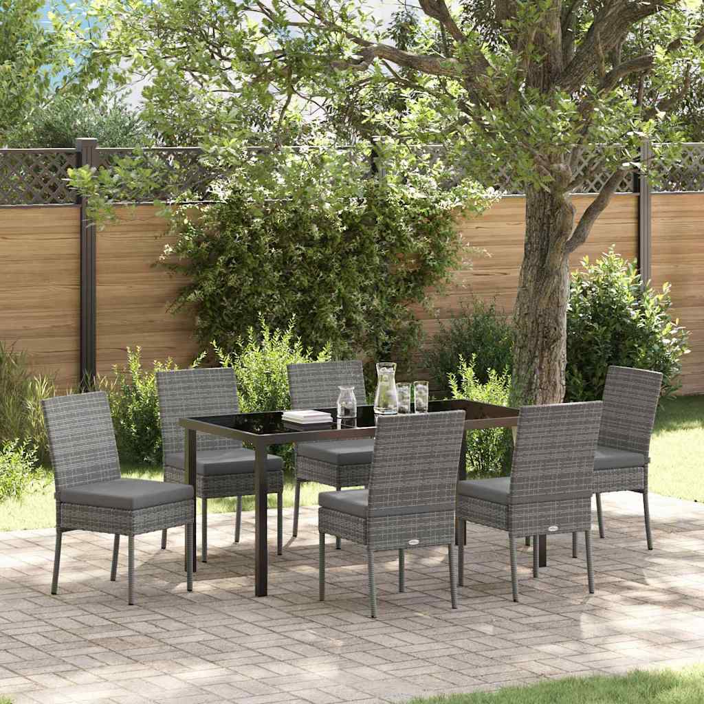Set da Pranzo per Giardino 7 pcs Grigio