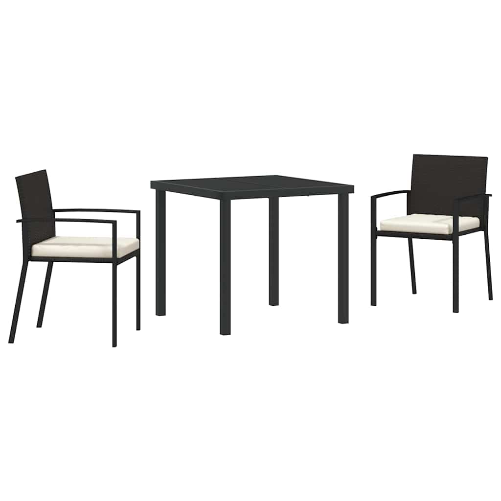 Set da Pranzo per Giardino 3 pcs Nero