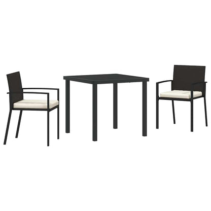 Set da Pranzo per Giardino 3 pcs Nero