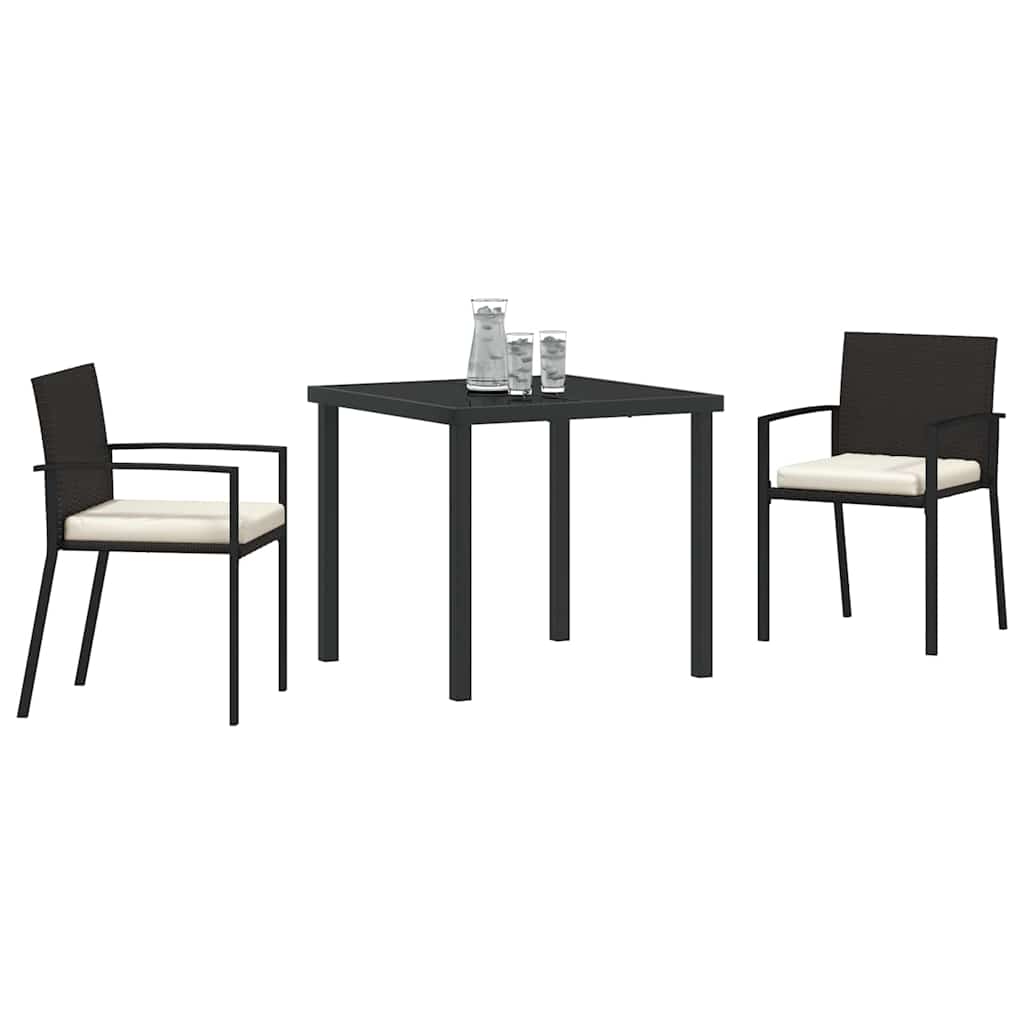 Set da Pranzo per Giardino 3 pcs Nero