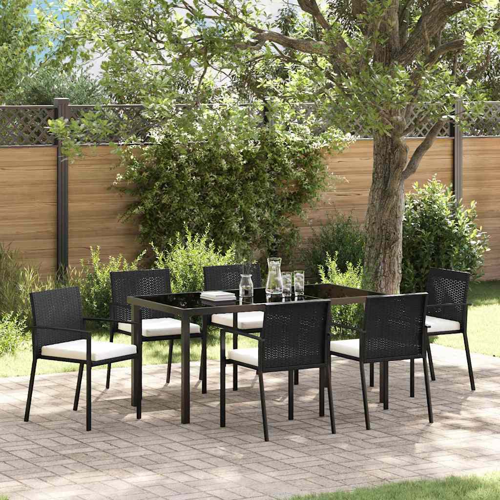 Set da Pranzo per Giardino 7 pcs Nero