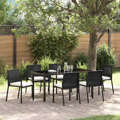 Set da Pranzo per Giardino 7 pcs Nero