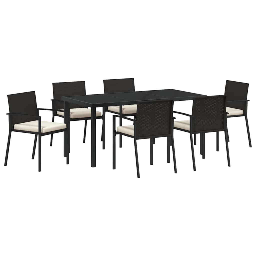 Set da Pranzo per Giardino 7 pcs Nero